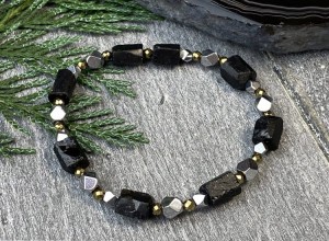Bransoletka - Turmalin czarny / naturalny