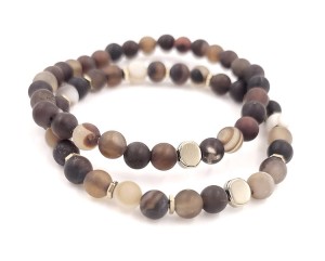 Bransoletka matowa - Agat brown 6mm