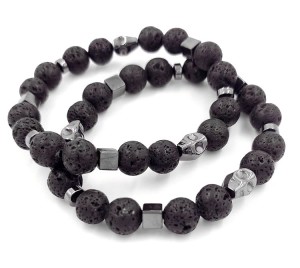 Bransoletka matowa - lawa 10mm (M)