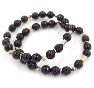 Bransoletka fasetowana - Onyks 8mm (gold)