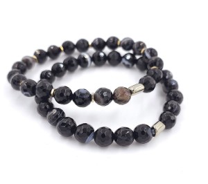 Bransoletka fasetowana - Onyks agat gold 8mm