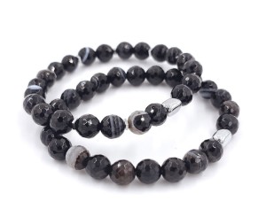 Bransoletka fasetowana - Onyks agat silver 8mm