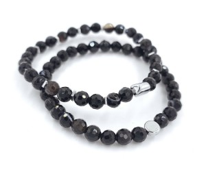Bransoletka fasetowana - Onyks agat silver 6mm